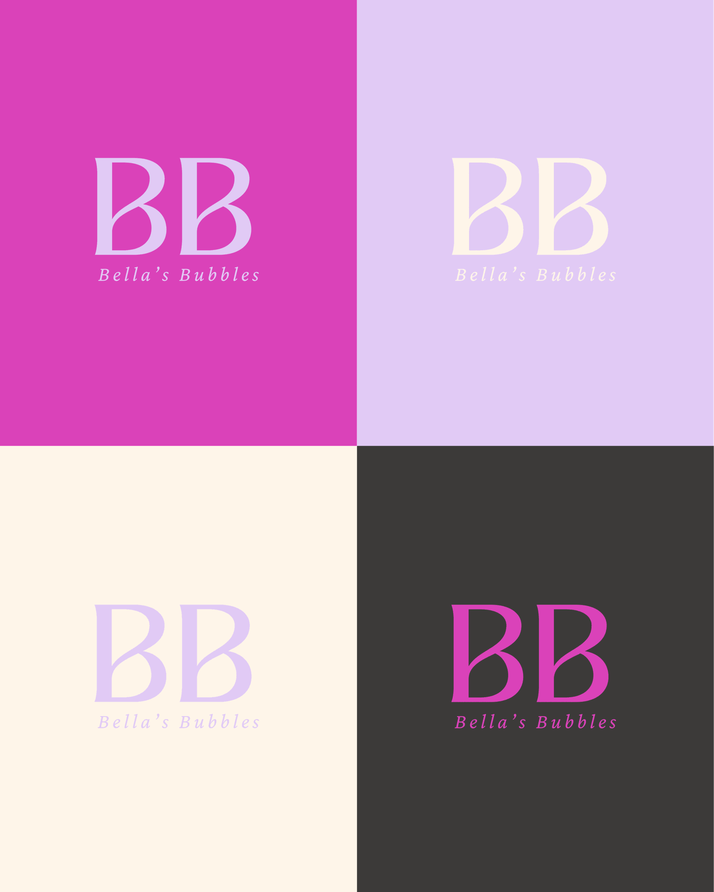 Bella's Bubbles logo colourways